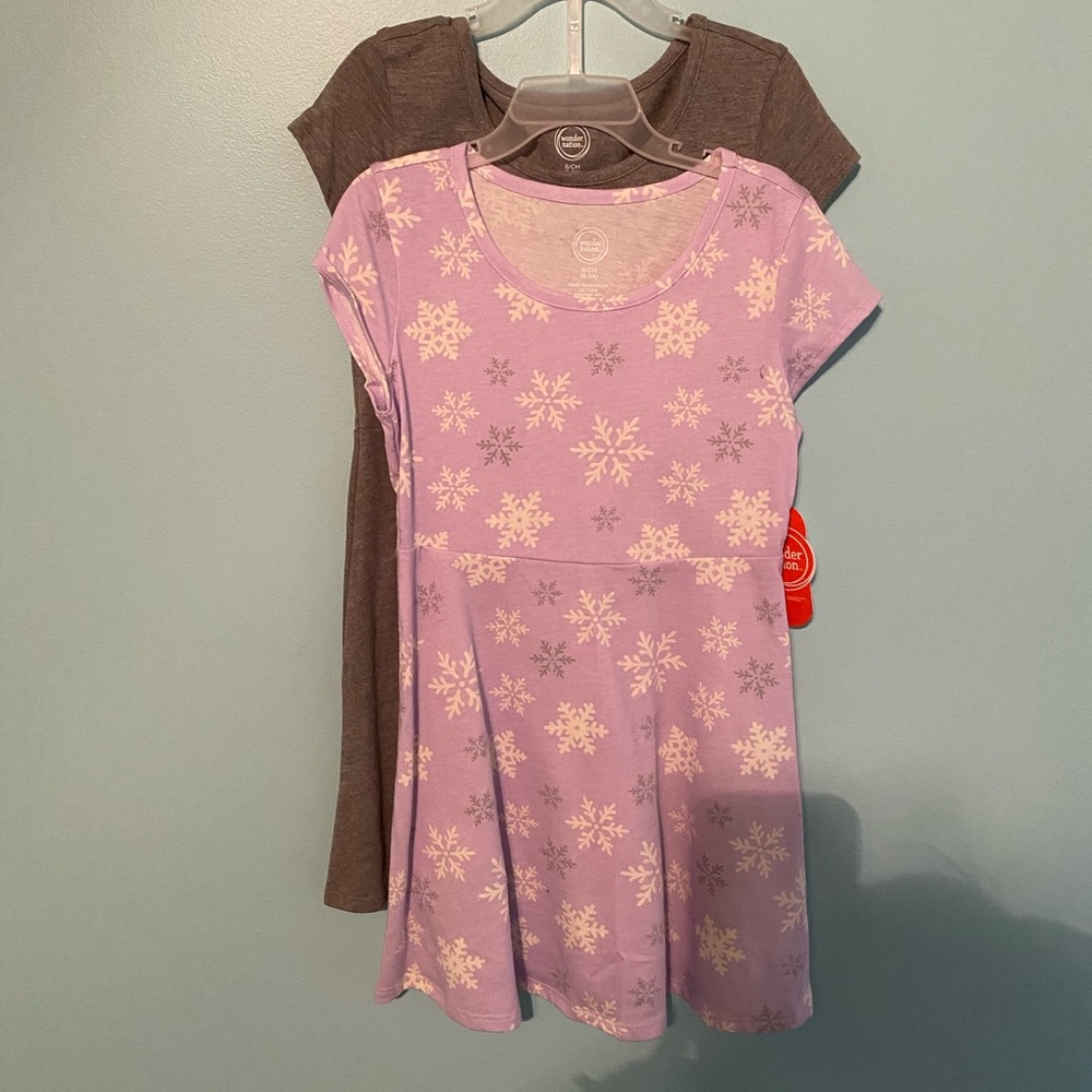 NWT girls snowflake and grey dresses